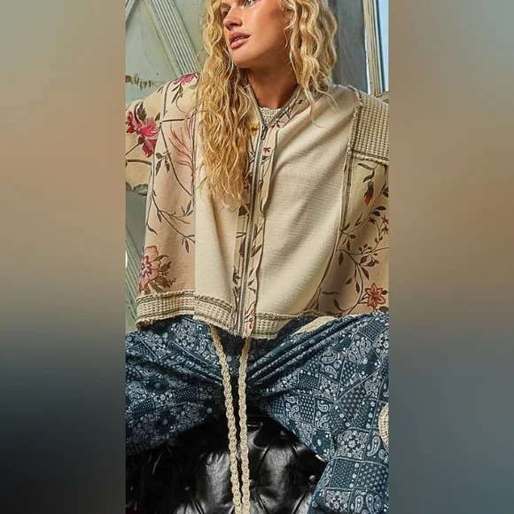 Pol Floral Patchwork Hoodie In Size Small. - Picture 14 of 15